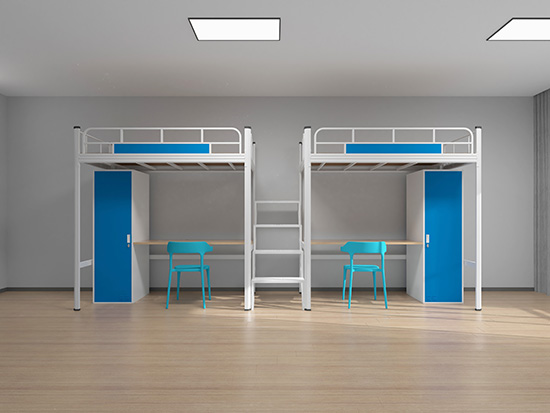 雙層鐵架床廠家將樓梯和柜子二合一！